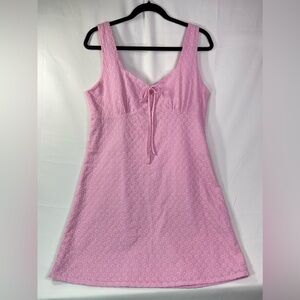 Copper Key Pink Eyelet Slip Dress with Front Tie